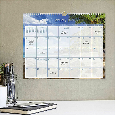 AT-A-GLANCE Tropical Escape Wall Calendar, Tropical Escape Photography, 15 x 12, Pale Blue/Multicolor Sheets, 12-Month (Jan to Dec): 2026 (DMWTE828)