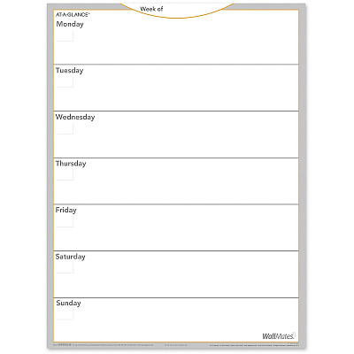 AT-A-GLANCE WallMates Self-Adhesive Dry Erase Weekly Plan Surface (AAGAW503028)