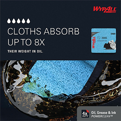 Wypall Oil, Grease & Ink Quarterfold Disposable Cloths (KCC33560)