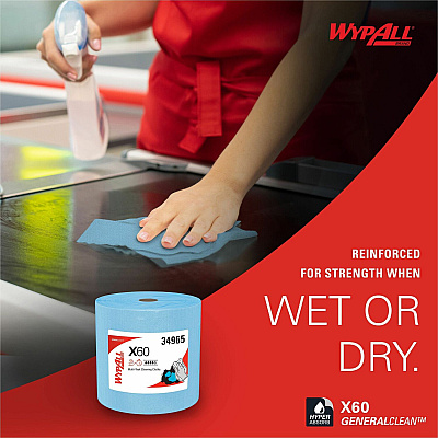 Wypall GeneralClean X60 Multi-Task Cleaning Cloth Jumbo Roll (KCC34965)