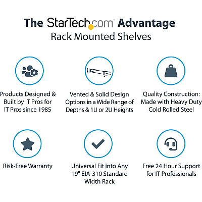 StarTech Rack Mount Shelf 1u 7in Depth Fixed (CABSHELF1U)