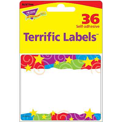 TREND Stars & Swirls Colorful Self-adhesive Name Tags (TEPT68070)
