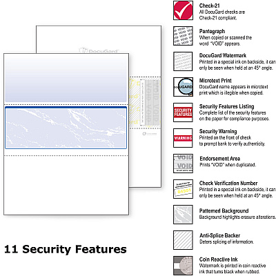 DocuGard Security Blue Marble Business Checks with 11 Features to Prevent Fraud (PRB04509)