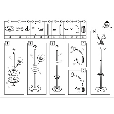 Alba Four Double Peg Coat Stand (ABAPMVIENAN)