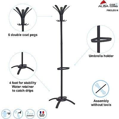 Alba Black Coat Stand (ABAPMCLEON)