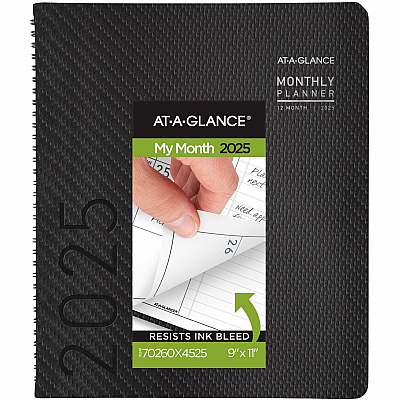 AT-A-GLANCE Contemporary Monthly Planner, Premium Paper, 11 x 9, Graphite Cover, 12-Month (Jan to Dec): 2026 (70260X45)