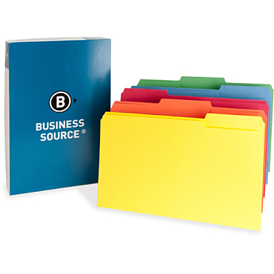 Business Source 1/3 Tab Cut Legal Recycled Top Tab File Folder (BSN65781)