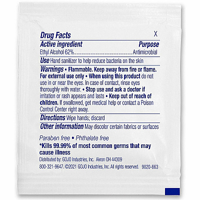 PURELL Sanitizing Hand Wipe Towelettes (GOJ90211M)