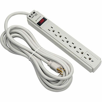 Eaton Tripp Lite Series Protect It! 6-Outlet Surge Protector, 15 ft. Cord, 790 Joules, Diagnostic LED, Light Gray Housing (TLP615)