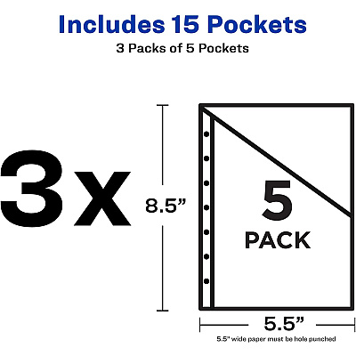 Avery Durable Mini Binder Pockets - For 3-Ring and 7-Ring Binders (AVE75307)