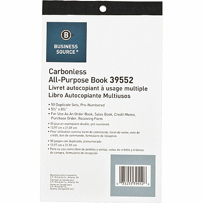 Business Source All-purpose Carbonless Forms Book (BSN39552)