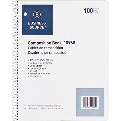 Business Source Wirebound College Ruled Notebooks - Letter (BSN10968)
