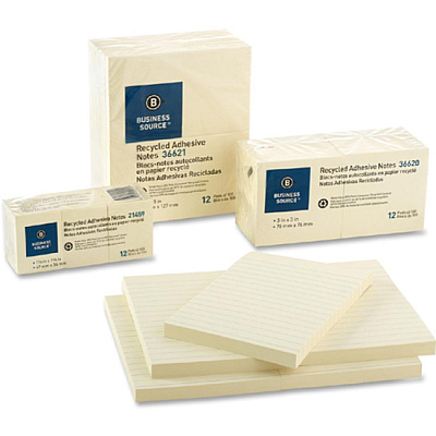 Business Source Yellow Adhesive Notes (BSN36619)