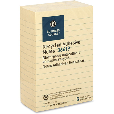 Business Source Yellow Adhesive Notes (BSN36619)