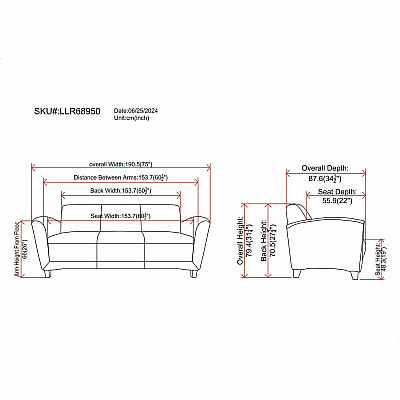 Lorell Accession Reception Sofa (LLR68950)