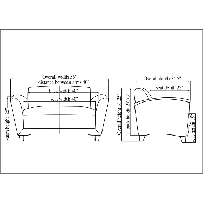 Lorell Accession Reception Loveseat (LLR68951)