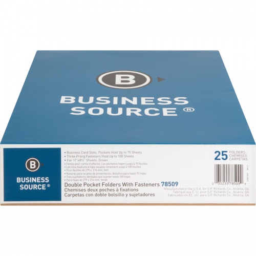 Business Source Letter Recycled Pocket Folder (78509)