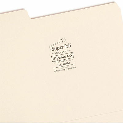 Smead SuperTab 1/3 Tab Cut Letter Recycled Top Tab File Folder (SMD10401)