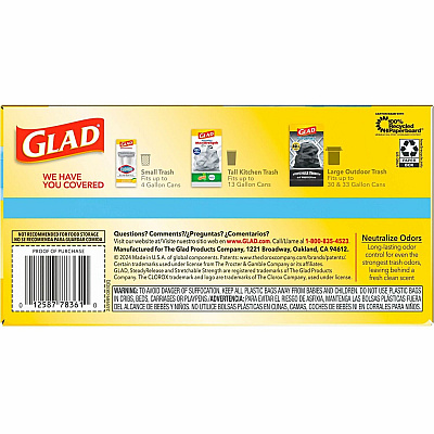 Glad ForceFlex Tall Kitchen Drawstring Trash Bags (CLO78361)
