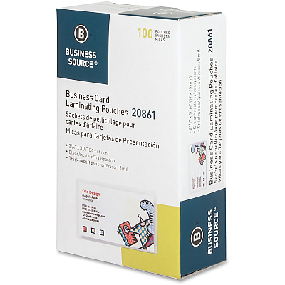Business Source 5 mil Business Card Laminating Pouches (BSN20861)
