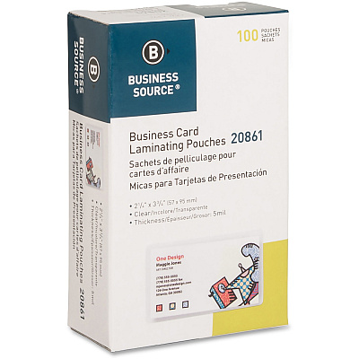 Business Source 5 mil Business Card Laminating Pouches (BSN20861)