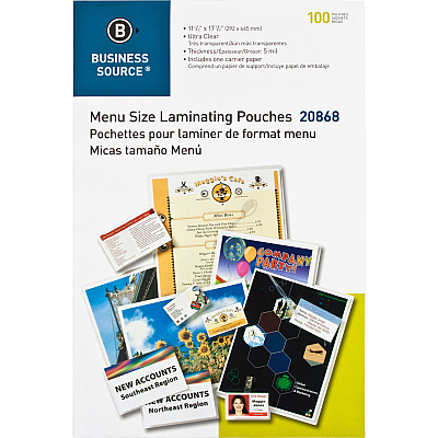 Business Source 5 mil Menu Laminating Pouches (BSN20868)