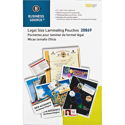 Business Source 3 mil Legal-Size Laminating Pouches (BSN20869)