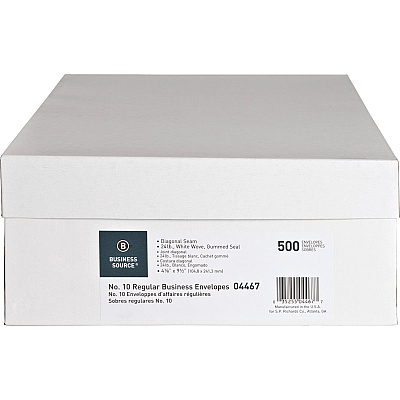 Business Source No. 10 White Wove V-Flap Business Envelopes (BSN04467)