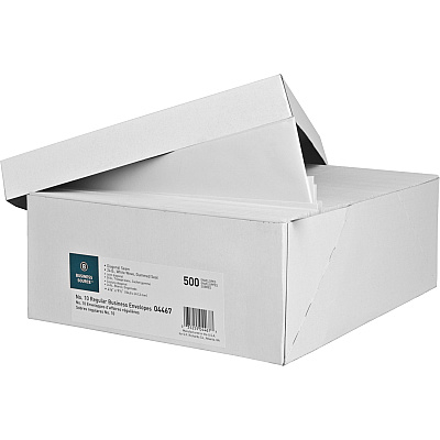 Business Source No. 10 White Wove V-Flap Business Envelopes (BSN04467)
