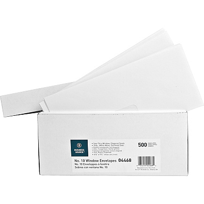 Business Source No. 10 Diagonal Seam Window Envelopes (BSN04468)