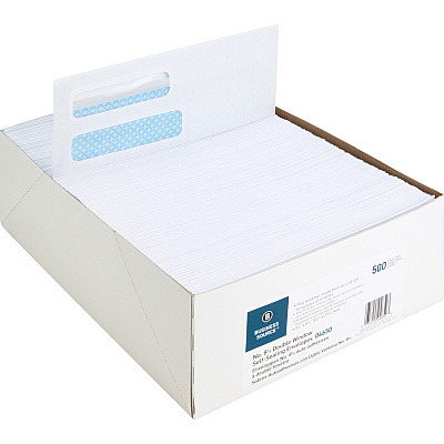 Business Source Double Window No. 8-5/8 Check Envelopes (BSN04650)