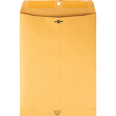 Quality Park 9 x 12 High Bulk Clasp Envelopes with Deeply Gummed Flaps (QUA37891)