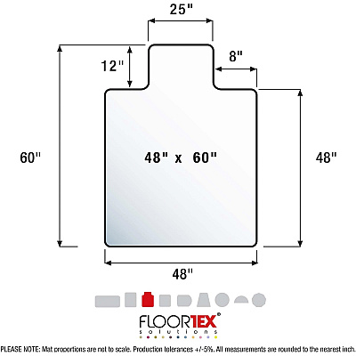 Cleartex Polycarbonate Lipped Chair Mat for Carpets up to 1/2" - 48" x 60" (FLR1115223LR)