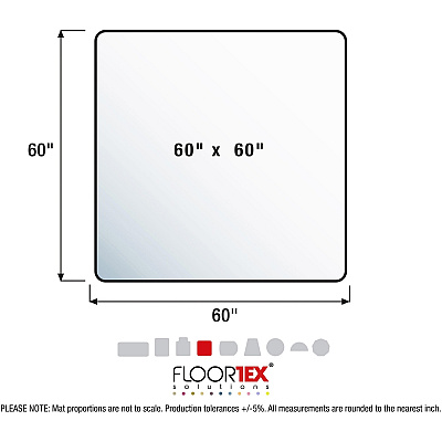 Cleartex XXL Polycarbonate Square Chair Mat for Hard Floors - 60" x 60" (FLR1215015019ER)