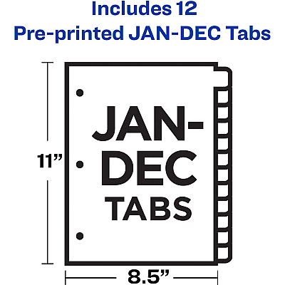 Avery Preprinted Monthly Tabs Plastic Dividers (AVE11331)