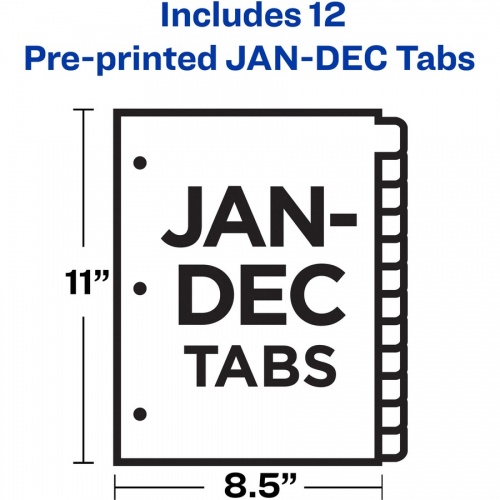 Avery Preprinted Monthly Tabs Plastic Dividers (11331)