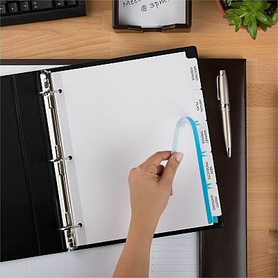 Avery(R) 5 Big Tab Dividers for 3 Ring Binder, Easy Print & Apply Clear Label Strip, Index Maker(R) Customizable White Tabs, 5 Sets (AVE11492)