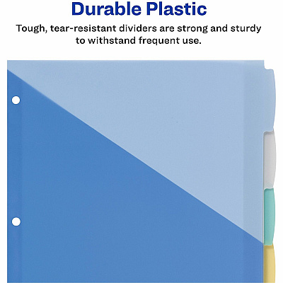 Avery Write & Erase Durable Plastic Dividers w/Pockets, 5-tab, Multicolor (AVE16176)