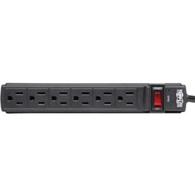 Tripp Lite Protect It! 6-Outlet Surge Protector, 6 ft. Cord, 360 Joules, Diagnostic LED, Black Housing (TLP6B)