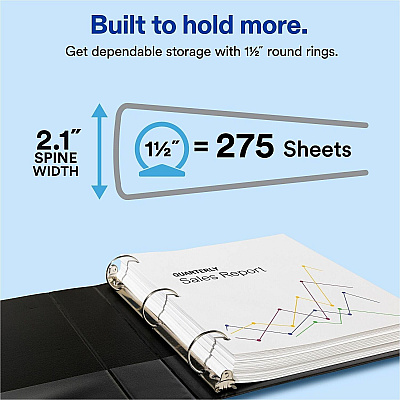 Avery Standard Binder, 1.5" Round Rings, Color May Vary (11778)