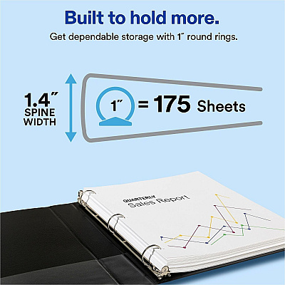 Avery Standard Binder, 1" Round Rings, Color May Vary (11718)