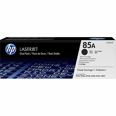 HP 85A 2-pack Black Original LaserJet Toner Cartridges (HEWCE285AD)