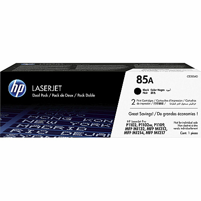 HP 85A 2-pack Black Original LaserJet Toner Cartridges (HEWCE285AD)