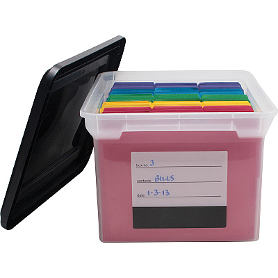 Advantus Clear Base File Tote with Lid and Label (AVT55802)