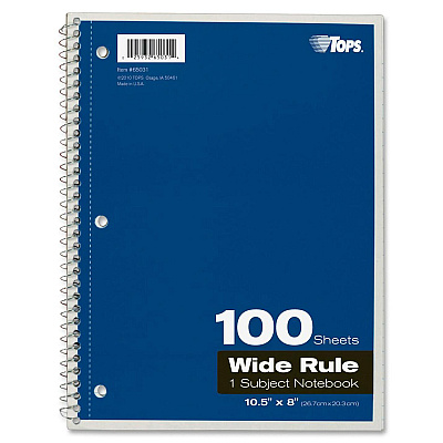 TOPS Wide Rule 1-subject Spiral Notebook (TOP65031)