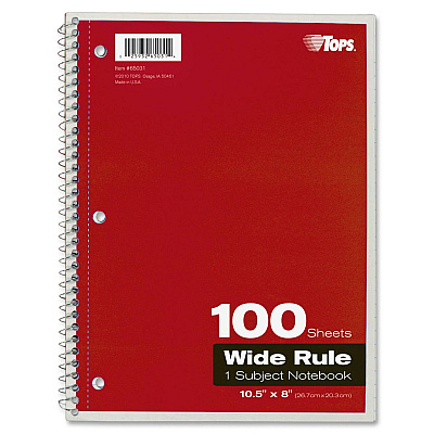 TOPS Wide Rule 1-subject Spiral Notebook (TOP65031)