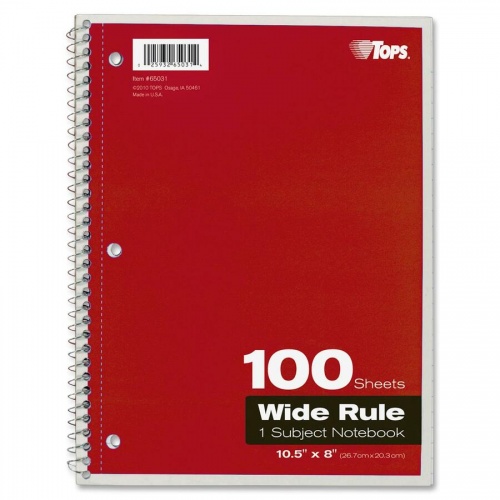 TOPS Wide Rule 1-subject Spiral Notebook (65031)