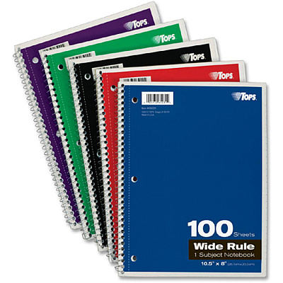 TOPS Wide Rule 1-subject Spiral Notebook (TOP65031)