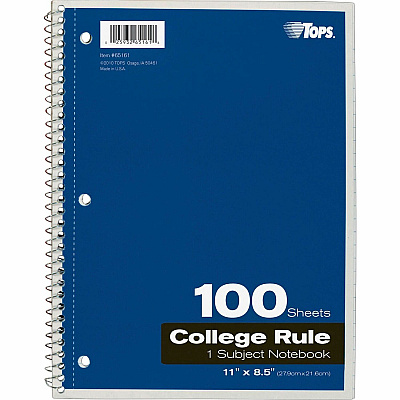 TOPS 1 - subject College - ruled Notebook - Letter (TOP65161)