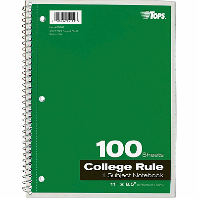 TOPS 1 - subject College - ruled Notebook - Letter (TOP65161)